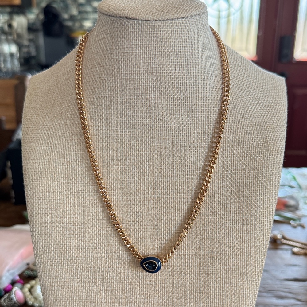 Macrae & Co. Sapphire Charm on Gold Necklace